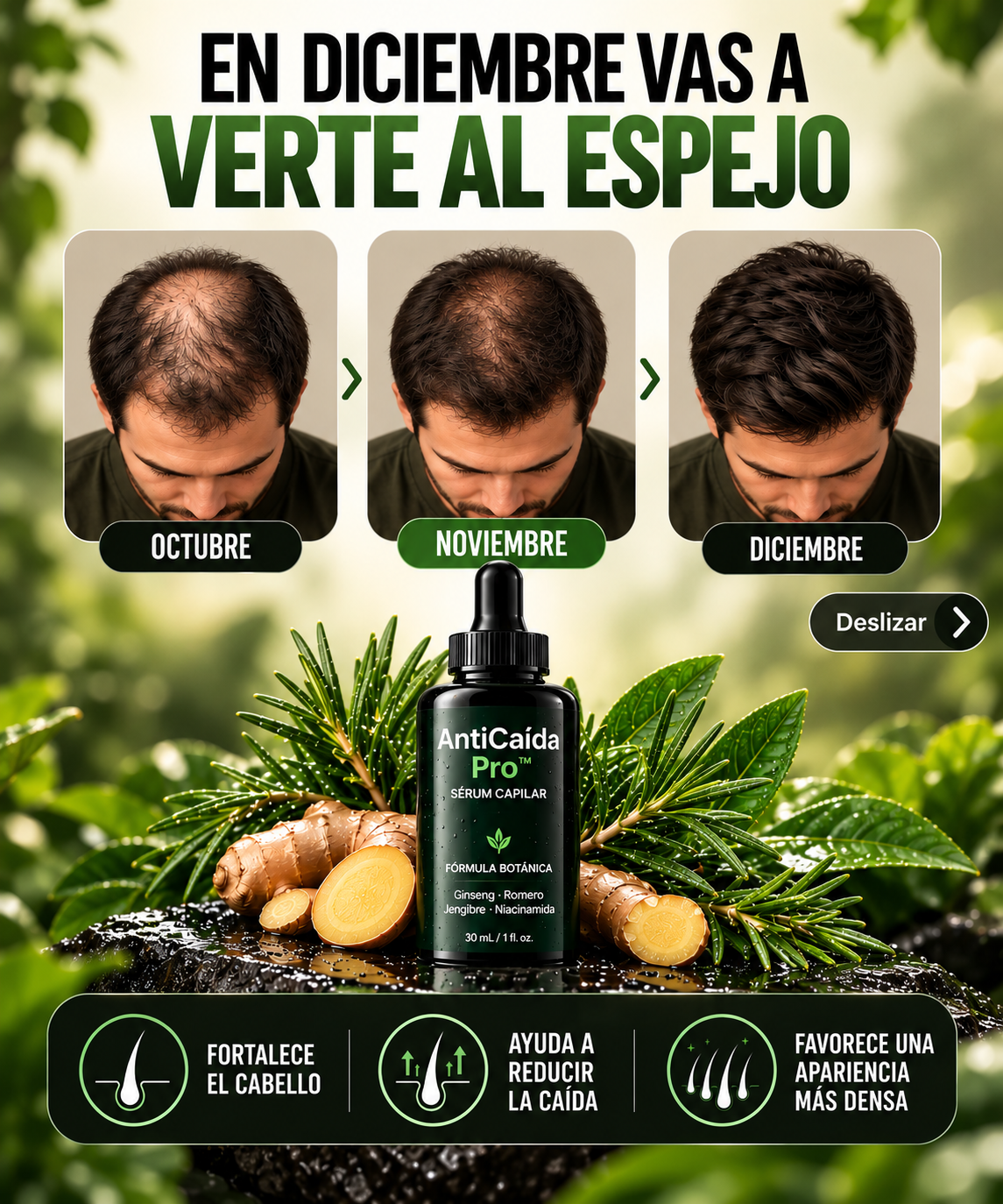 AntiCaída Pro™ - Tecnología y cuidado capilar en un sérum diseñado para acompañar tu rutina diaria.