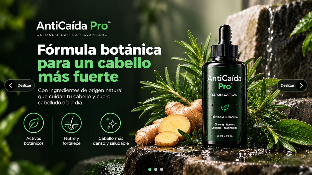 AntiCaída Pro™ - Tecnología y cuidado capilar en un sérum diseñado para acompañar tu rutina diaria.