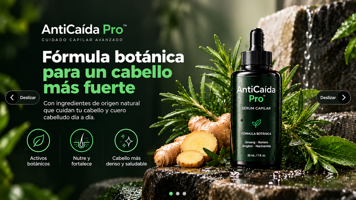 AntiCaída Pro™ - Tecnología y cuidado capilar en un sérum diseñado para acompañar tu rutina diaria.
